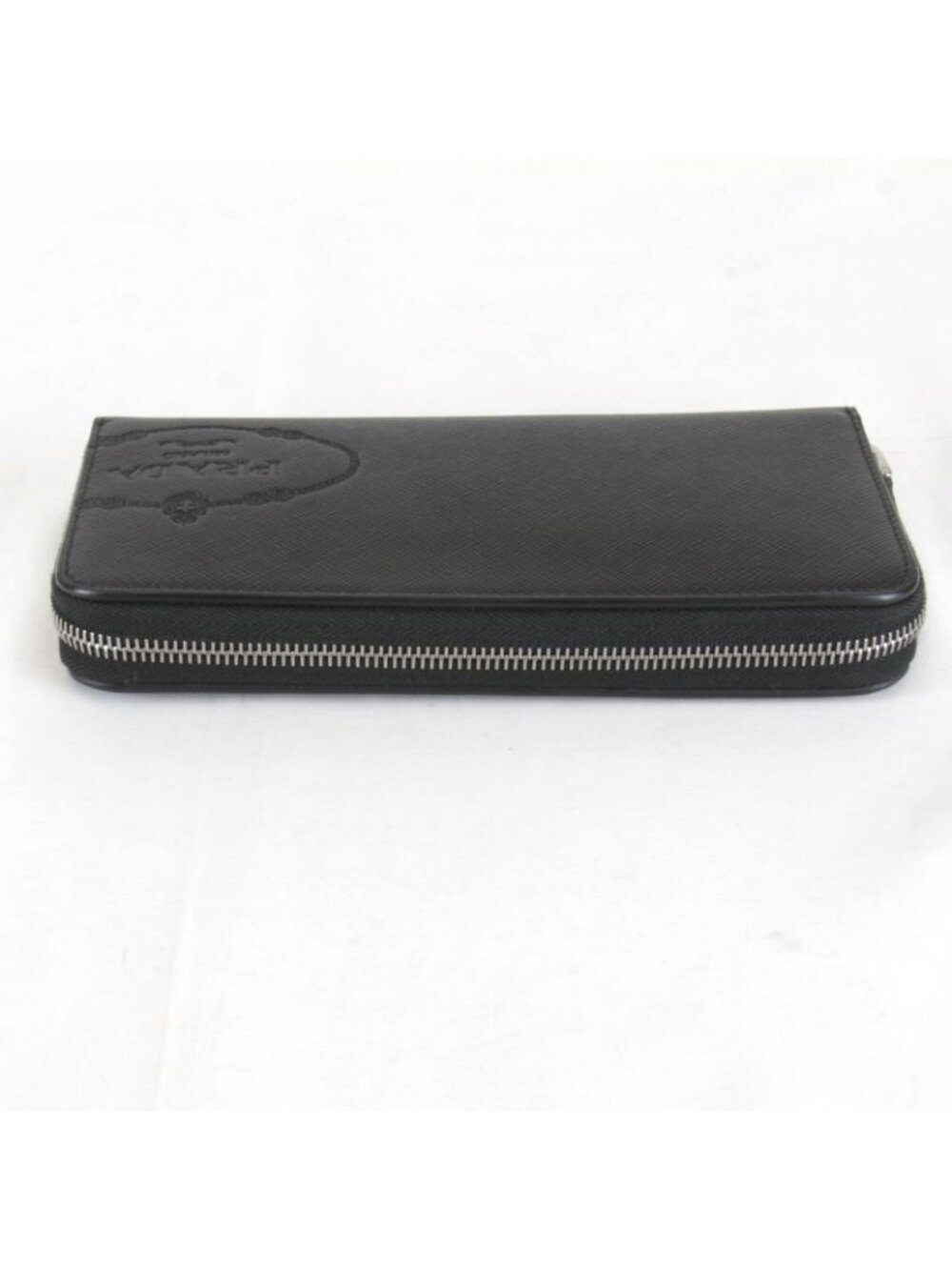 Prada Saffiano Round Zip Wallet Leather Black - Picture 6 of 9